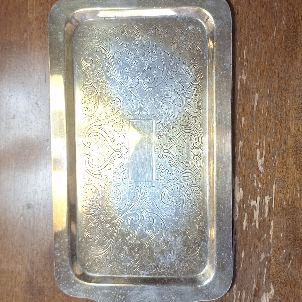 Elegant Silver Rectangular Serving Tray - Picture 2 of 4